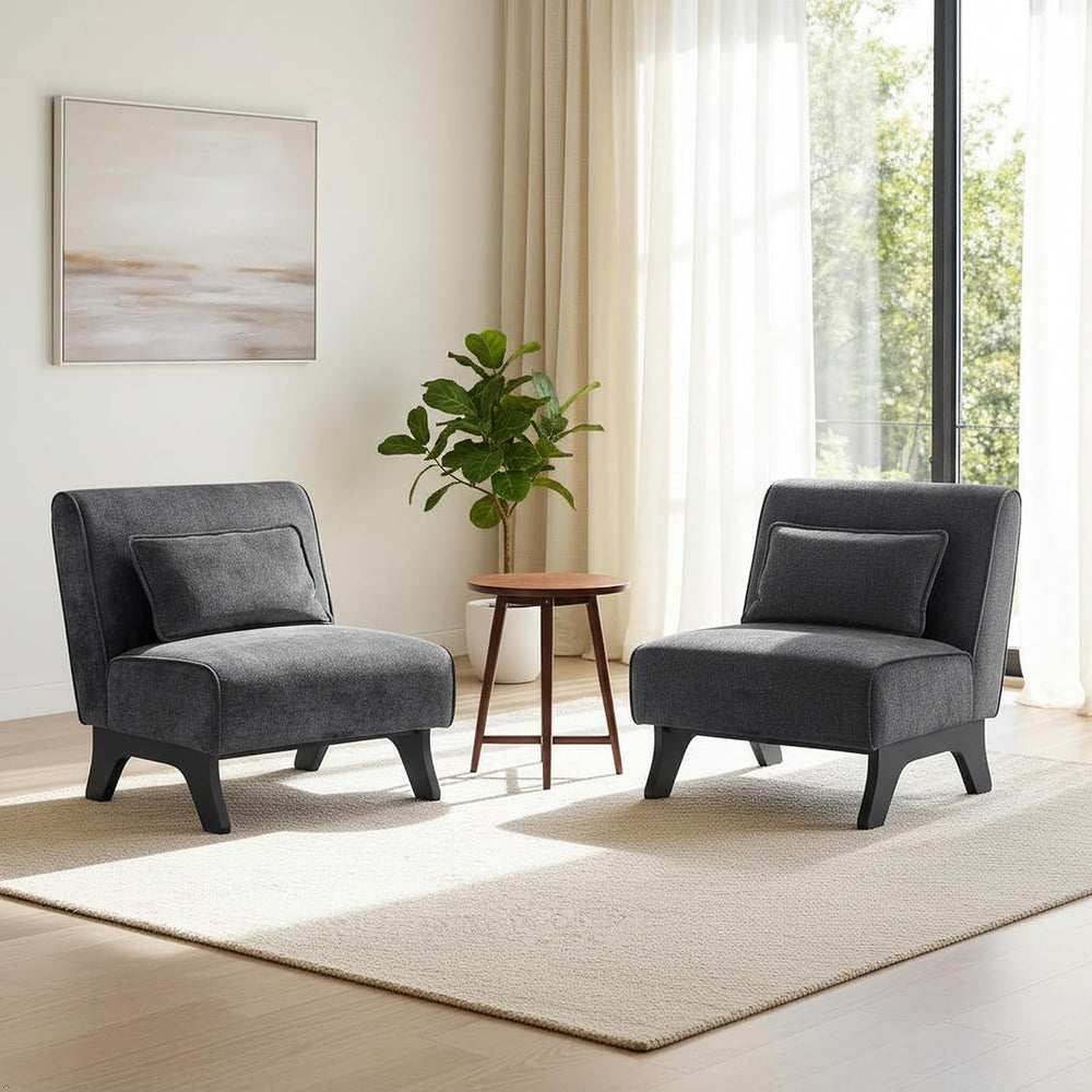 Armless Accent Chairs Set of 2 Upholstered Living Room Side Chairs