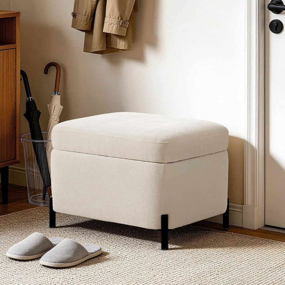 Zihanhome Chenille Storage Ottoman with Lift-Top Lid, Upholstered Ottoman Ben...