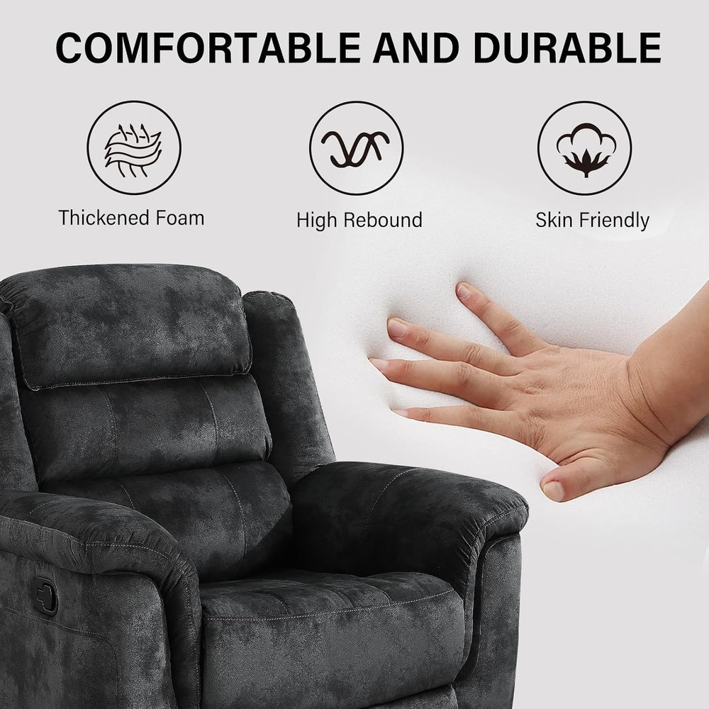EBELLO Manual Recliner Chair, Soft Fabric Recliner Sofa with Overstuffed Armr...
