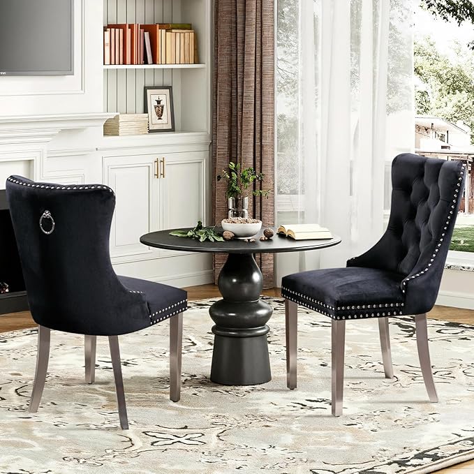 Velvet Upholstered Dining Chairs Set of 8, Modern Style Kitchen Side Chairs w...
