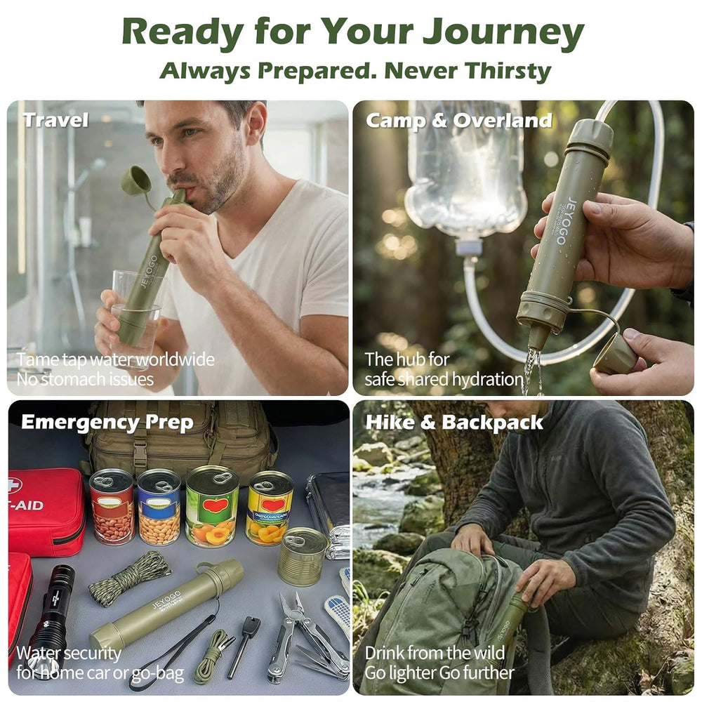 Survival Water Filter Straw - Portable Personal Water Purifier for Hiking, Ca...