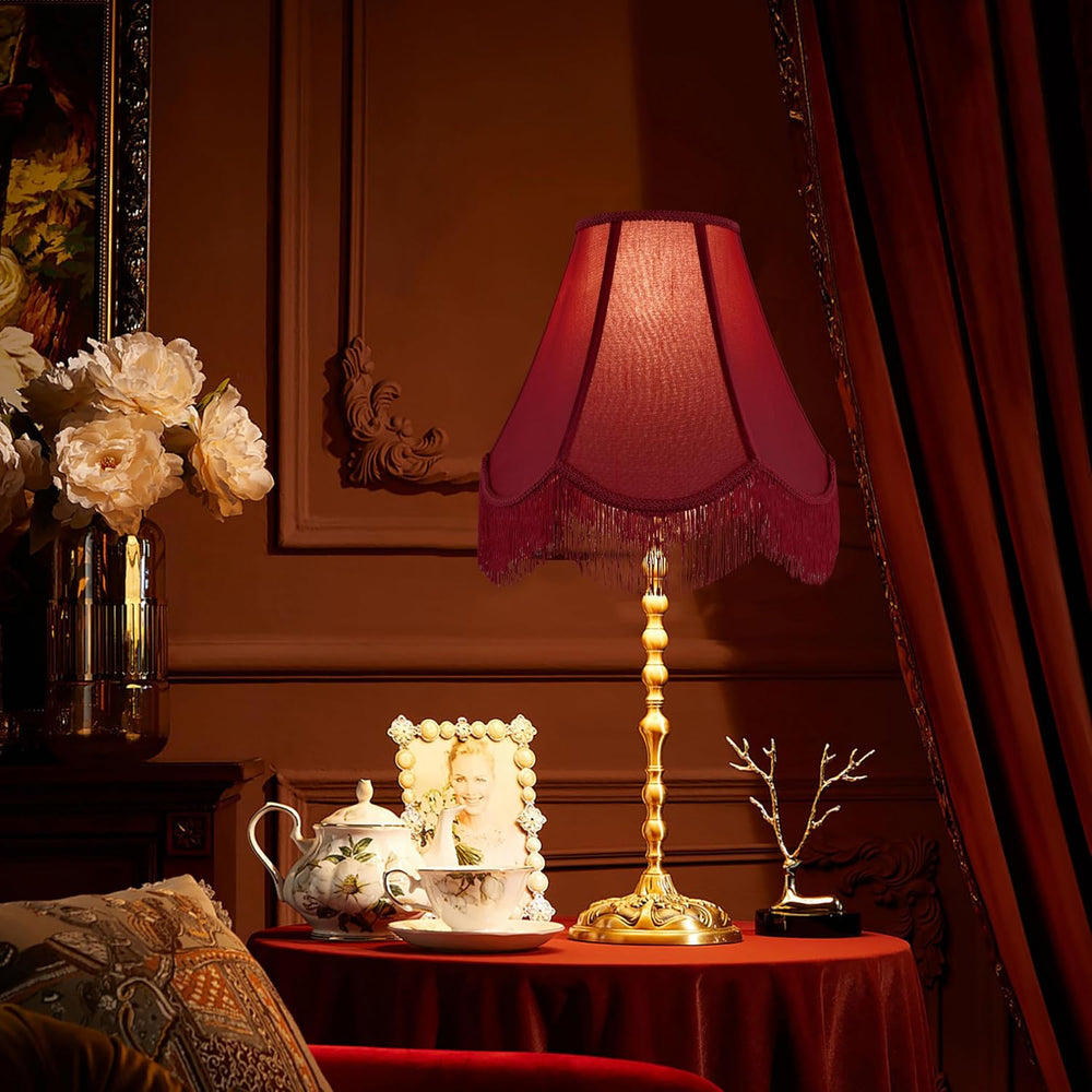 GO&SO Lamp Shades 1PC,6" x 13" x 10.6",Red Fringe Scallope...