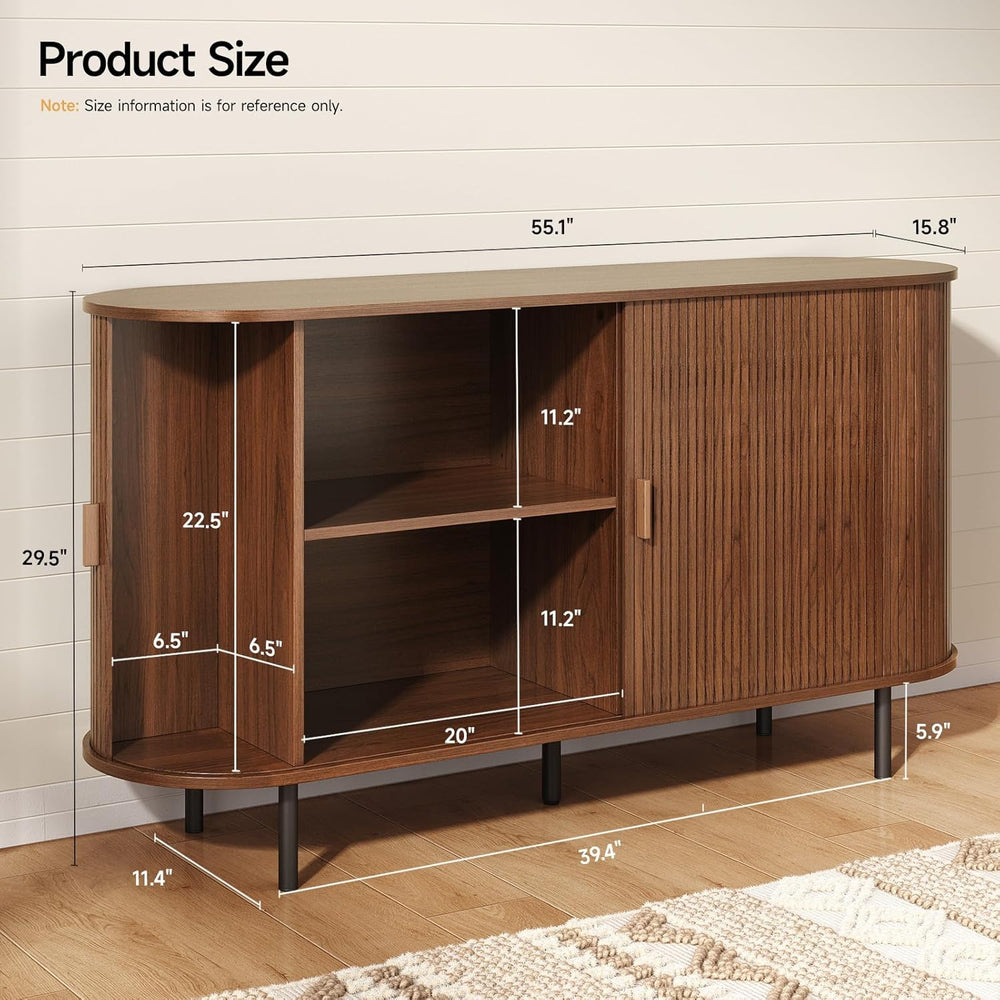 ONBRILL 55" Sideboard Buffet Cabinet with Storage, Sliding Door & Ad...