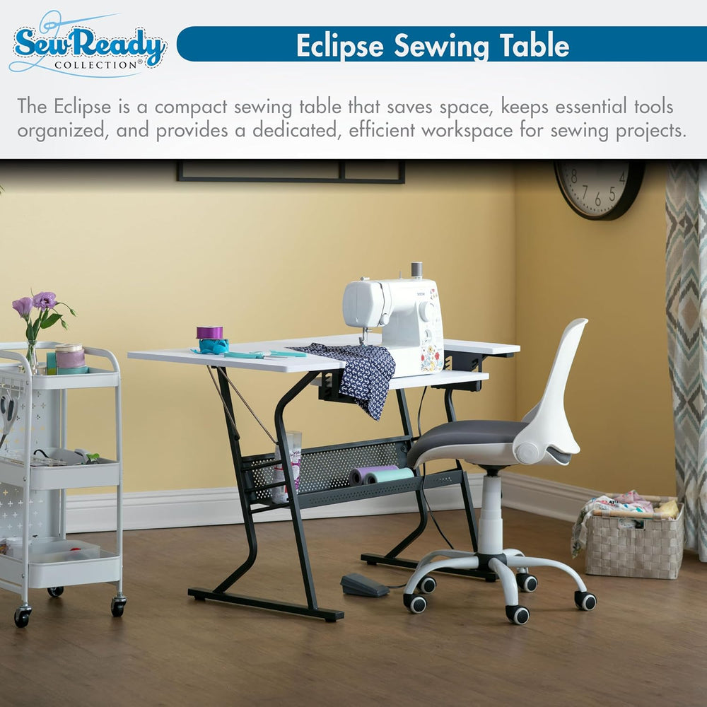 Sew Ready Eclipse Hobby/Sewing Craft Table, Black/White