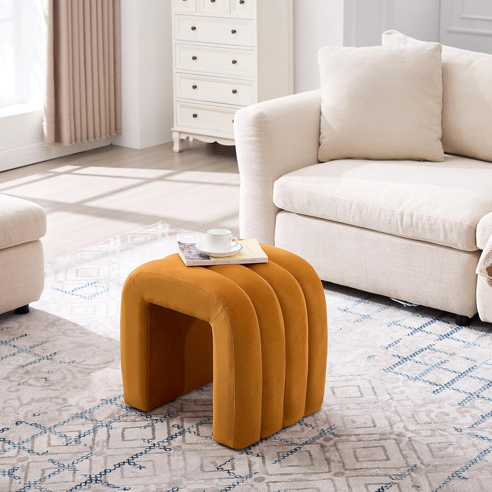 ONEVOG Velvet Pouf Ottoman, Small Ottoman Foot Rest for Couch, 18 Inch Cute V...