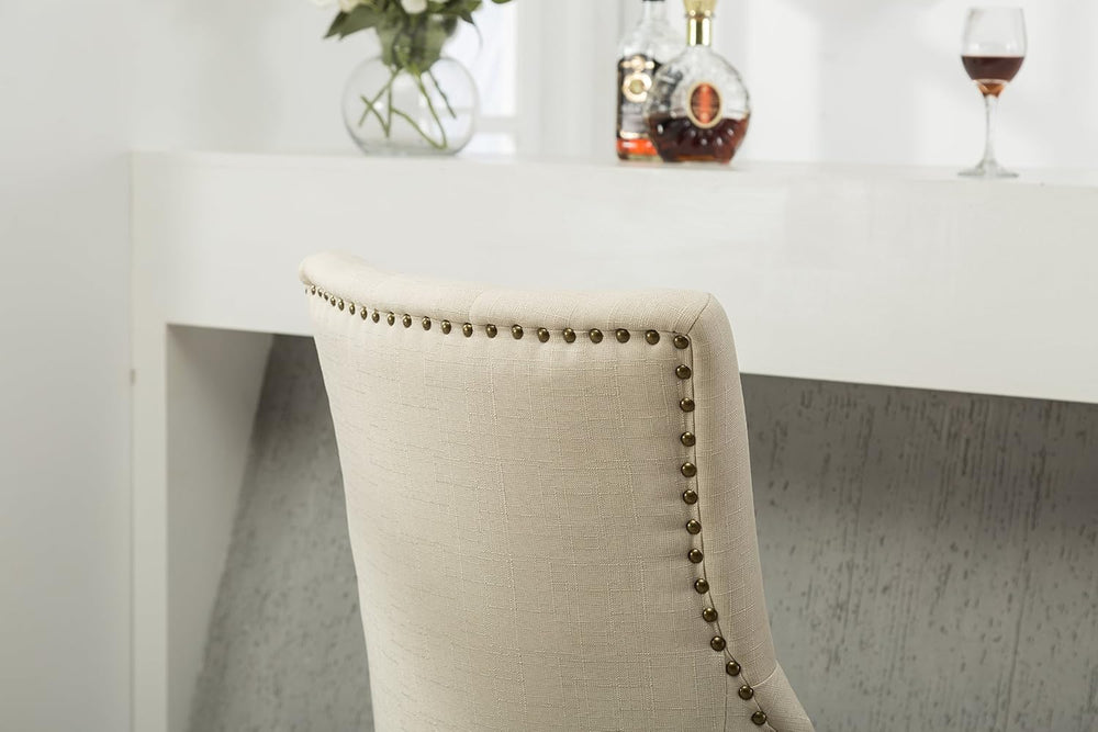 Roundhill Furniture Button Tufted Solid Wood Wingback Hostess Chairs with Nai...