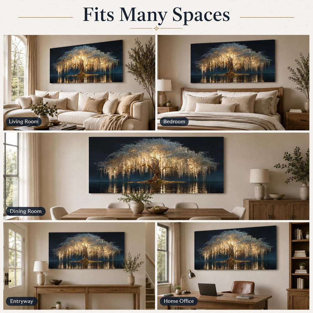 MBFKVFE Large Tree of Life Canvas Wall Art, 24x48 Inch