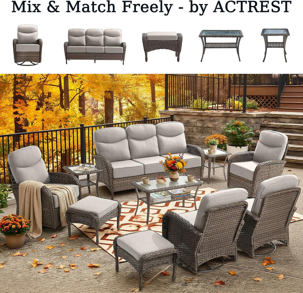 Luxury Outdoor Swivel Rocker Patio Chairs with 6-Inch Smile Cushions - Set of...