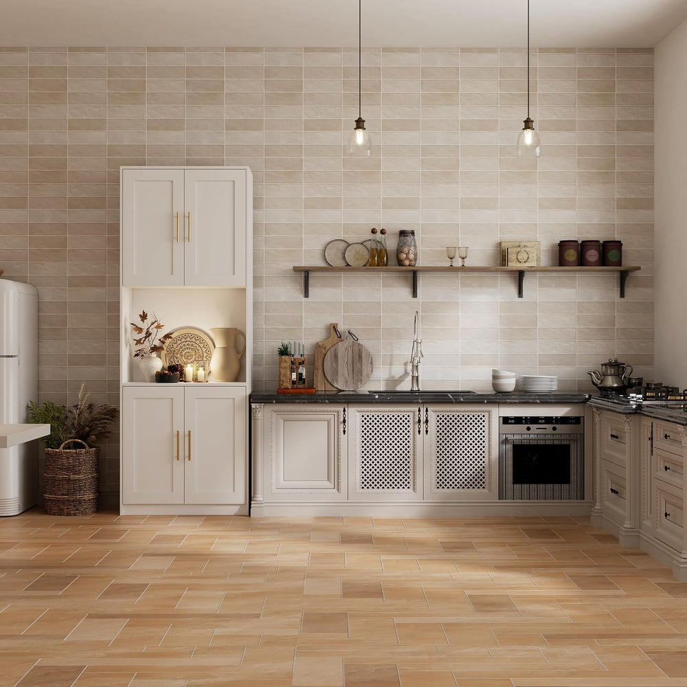 85" Kitchen Storage Cabinets,Corner Pantry Cabinet,Tall Bathroom Cabinet...