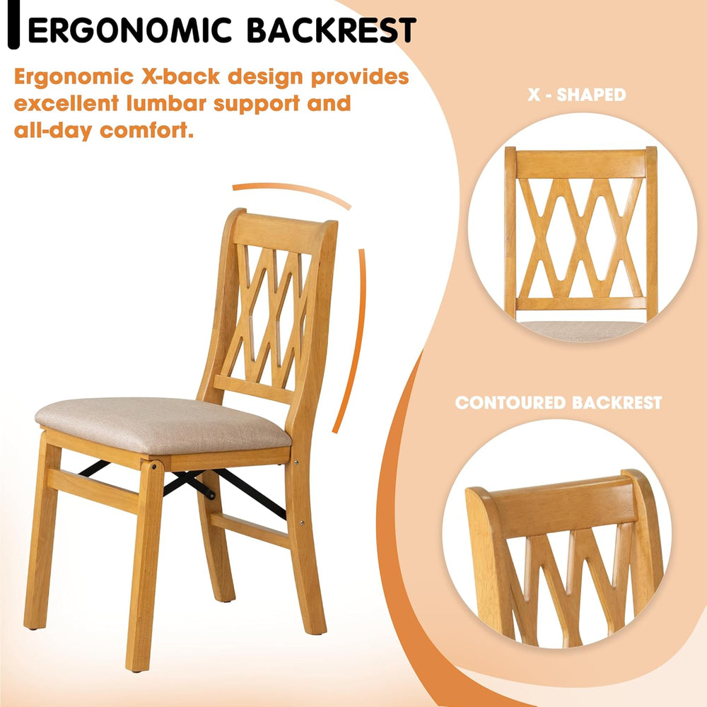 East West Furniture - PNC-OAK-03, A Solid Wood Plano Folding Dining Room Chai...