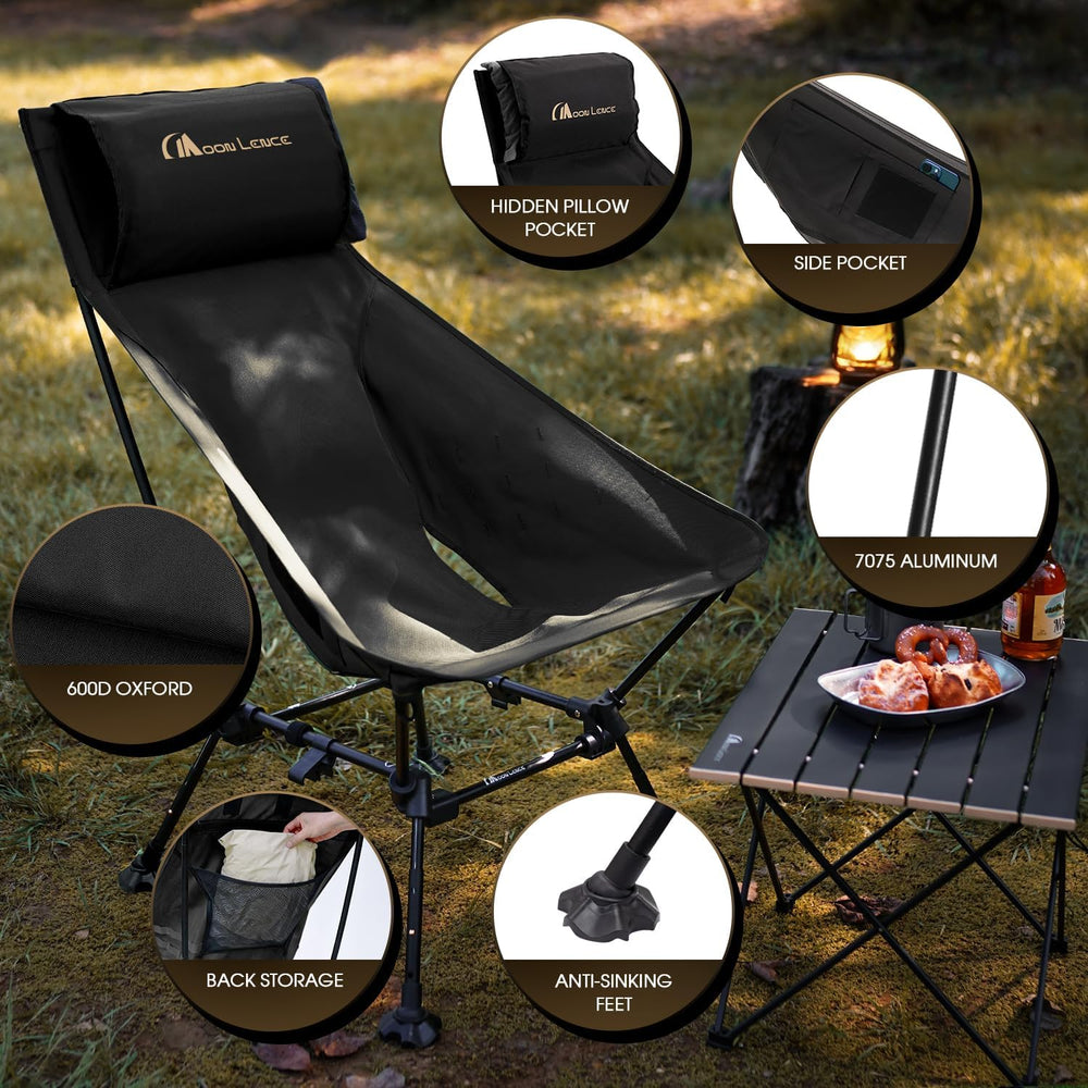 MOON LENCE Oversized High Back Camping Chair for Adults, Height Adjustable Fo...