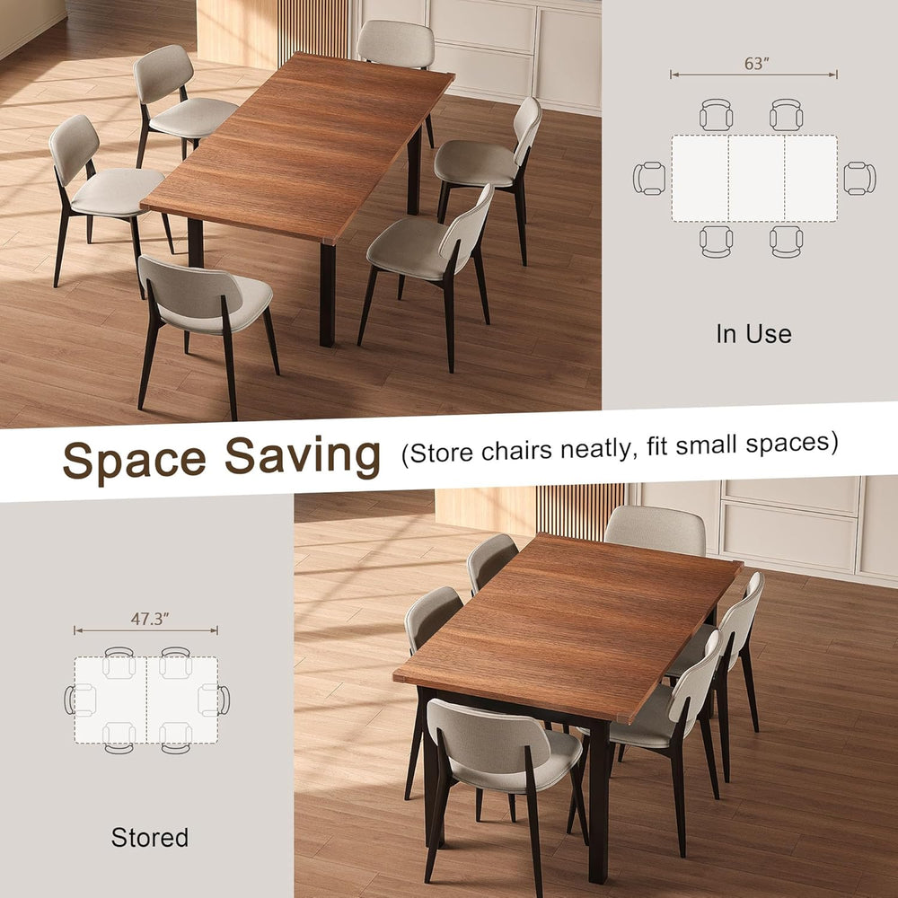 Einhomn Extendable Dining Table for 4-6, 63" Modern Kitchen Table, Farmh...
