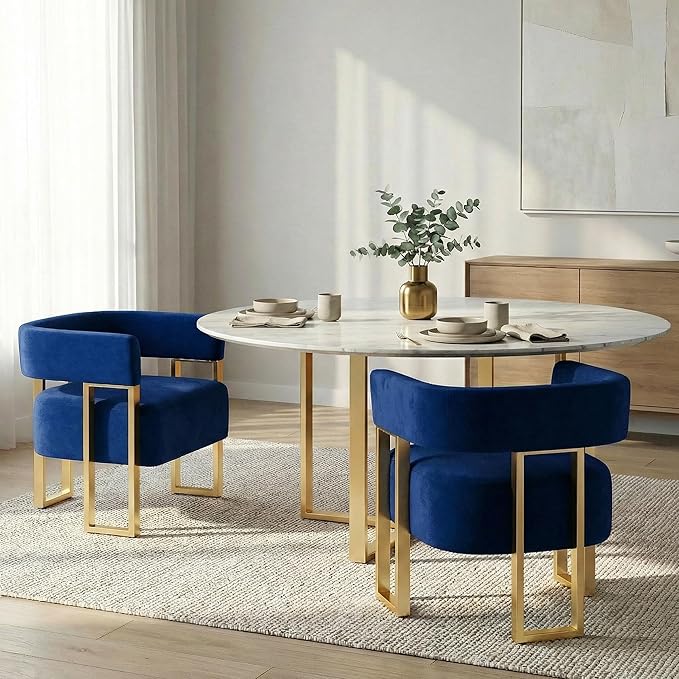 STHOUYN Modern Black Boucle Dining Chairs Set of 4 with Gold Metal Legs, Mid ...
