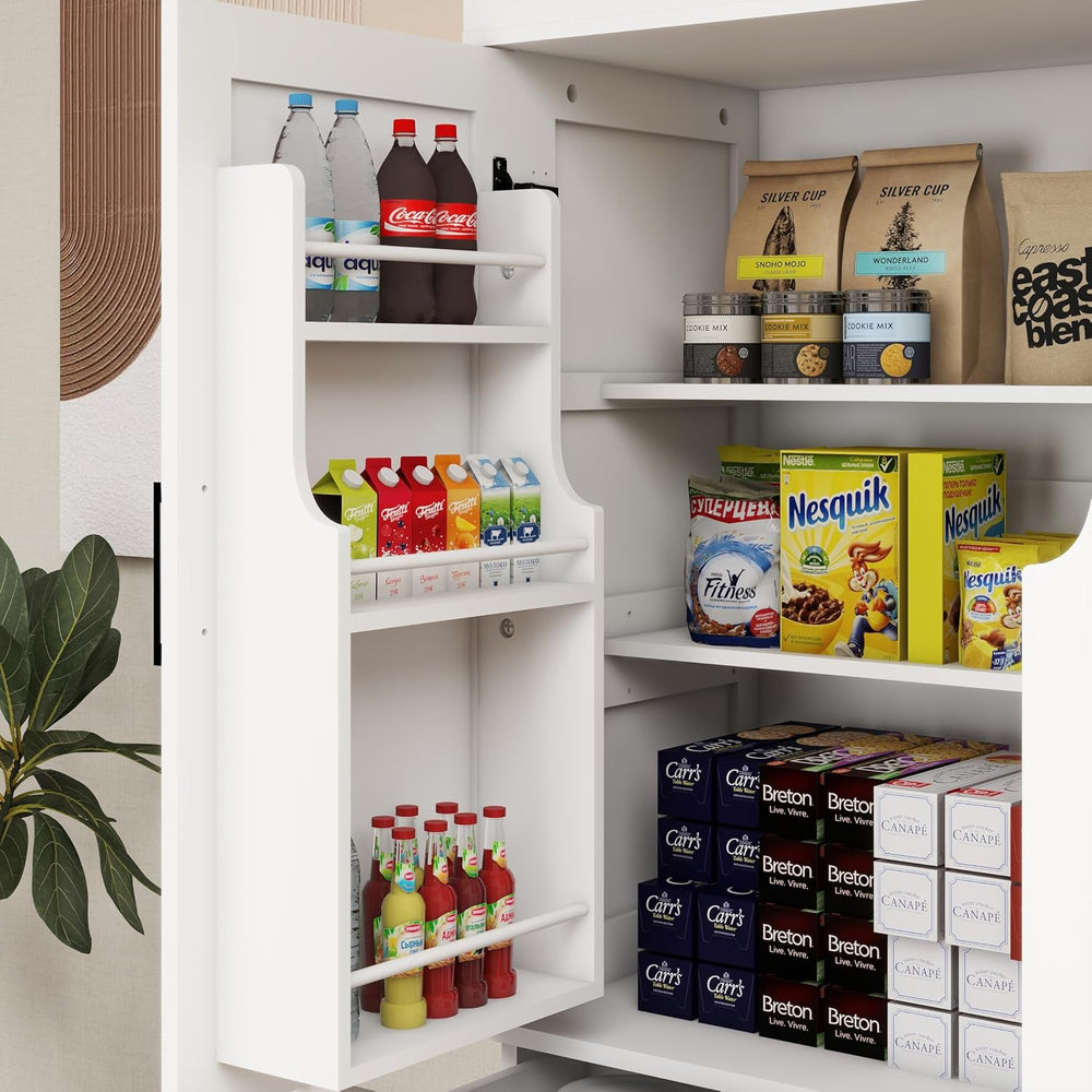 72" Farmhouse Storage Cabinet,Tall Kitchen Pantry Cabinet with 4 Barn Do...