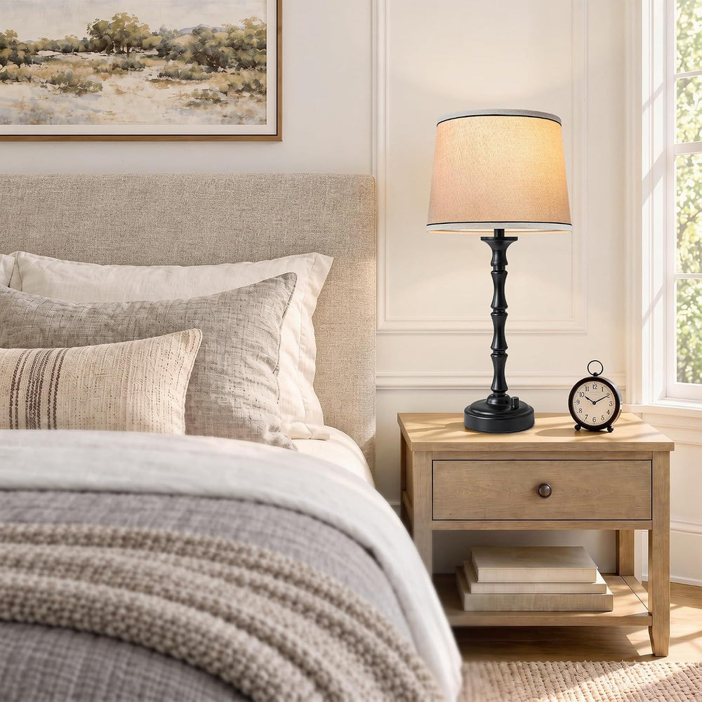 SRJJA 21.3" Small Farmhouse Table Lamps Set of 2 for Bedroom Living Room