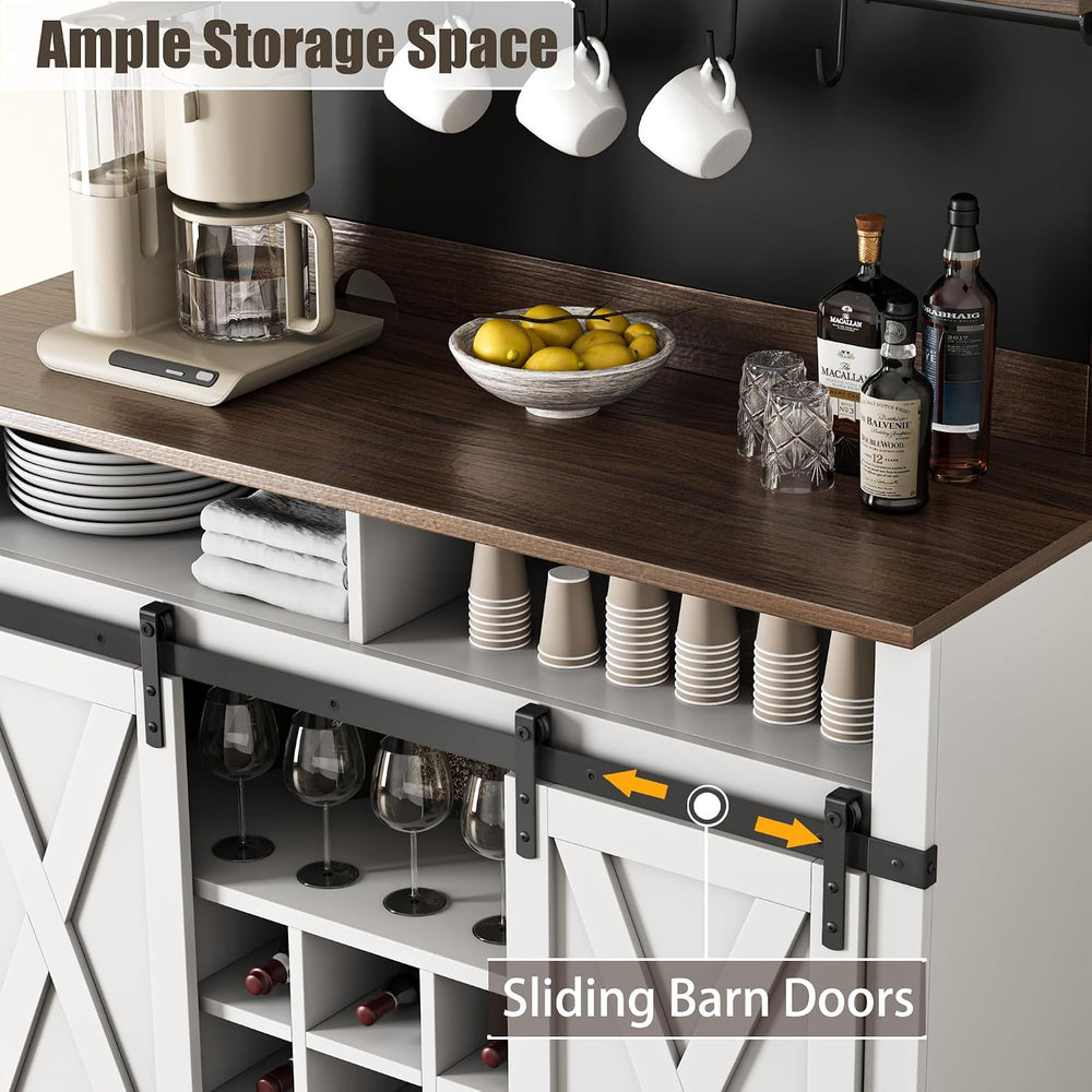 IDEALHOUSE Coffee Bar Cabinet, Farmhouse Buffet Cabinet with Storage, 75"...