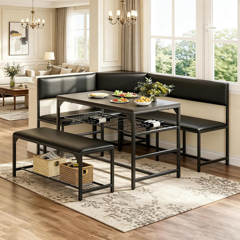 Concho Corner Dining Table Set with Soft Seat, Warm Grey | Breakfast Nook, L ...