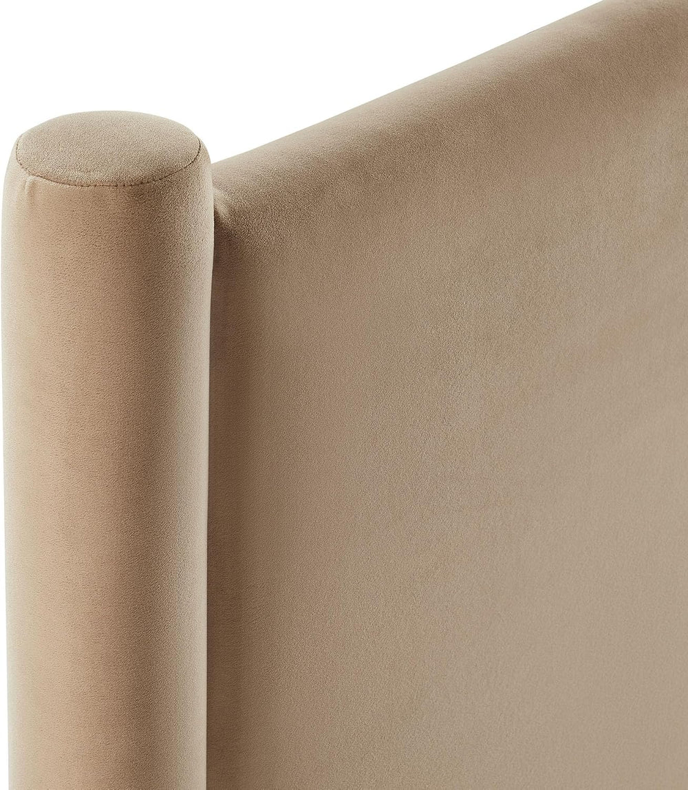 Modway Rael Queen Upholstered Headboard with Pillars in Taupe – Velvet Headbo...