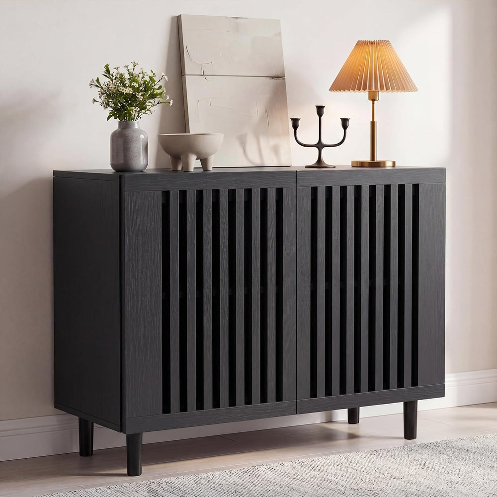 CHUWELL 31.5" Farmhouse Buffet Cabinet with Storage, Modern Black Sidebo...