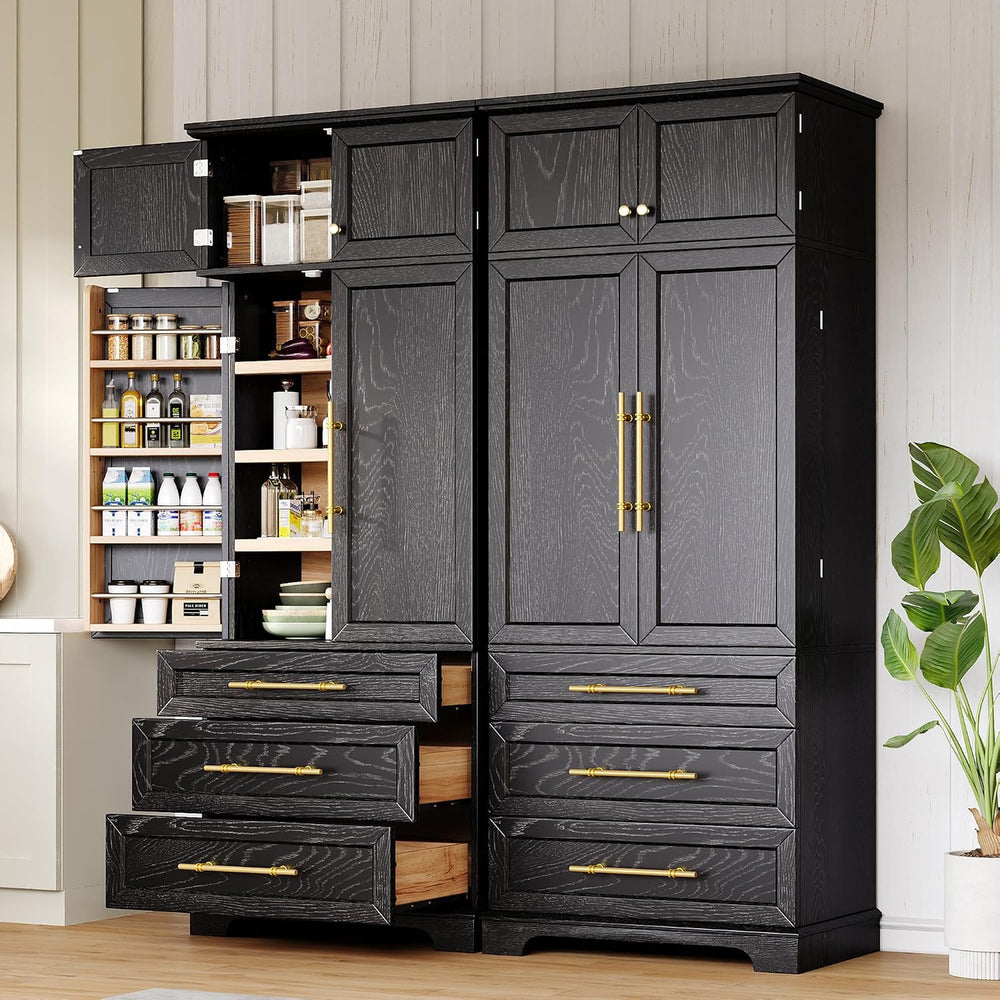 78.2" Tall Farmhouse Kitchen Pantry Cabinet with 8 Door Shelves, Storage...
