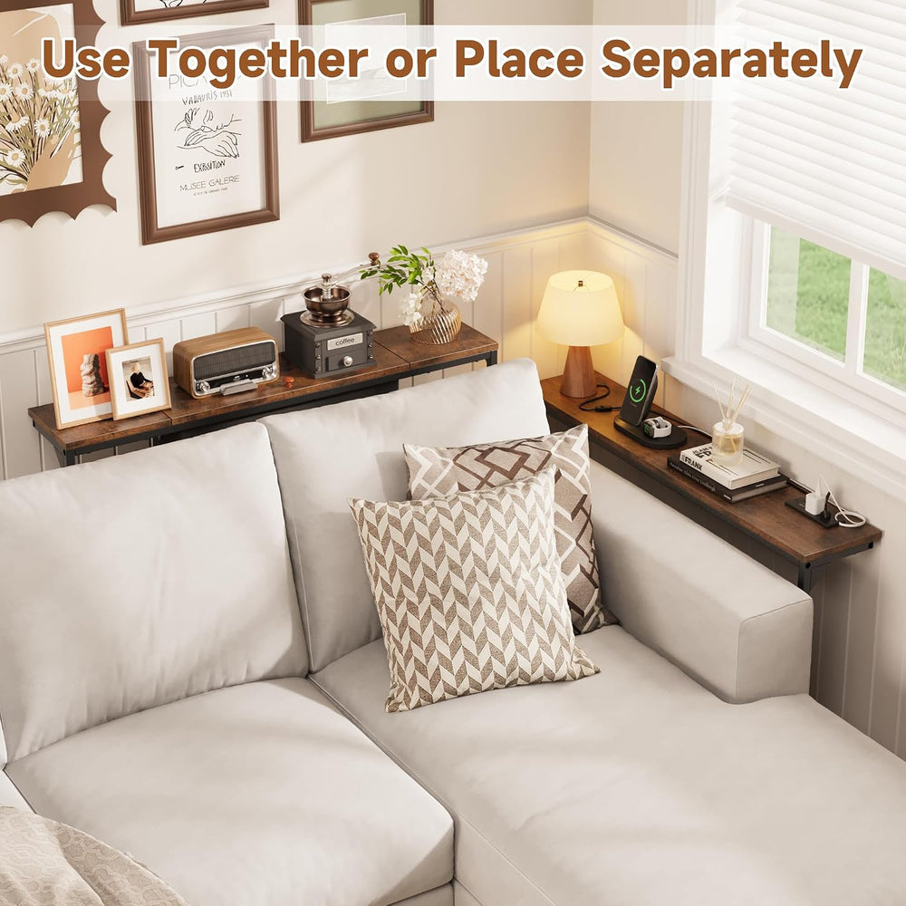 LIFECHOVY Narrow Console Table Behind the Couch with Power Outlets | Adjustab...