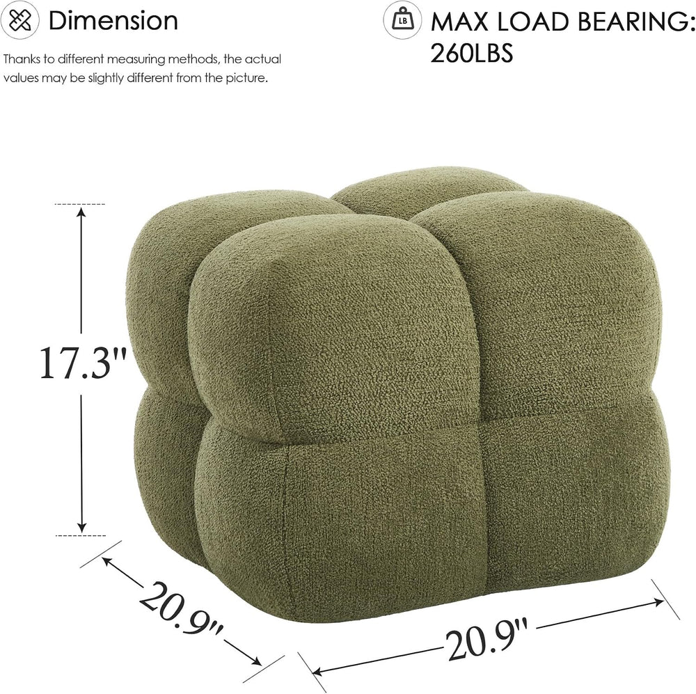 Zesthouse Square Pouf Ottomans Set of 2, Modern Vanity Chair for Bedroom | Bo...