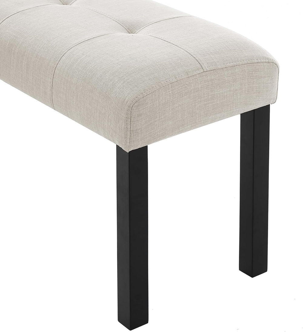 Dining Bench, Rubber Wood Dining Room Bench with Linen Upholstered Seat, for ...