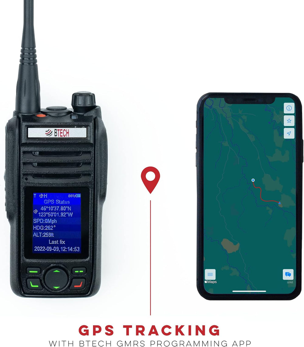 BTECH GMRS-PRO 5W Long-Range GMRS Radio – IP67 Waterproof, Bluetooth VOX, GPS...