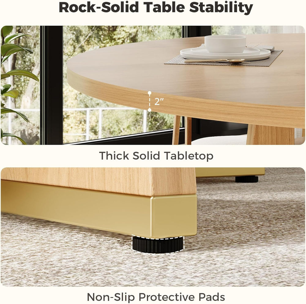 IRONCK 47 Inch Round Dining Table for 4-6 People with Built-in Storage Cabine...