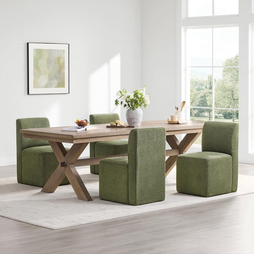 CHITA Dining Chairs with Casters Set of 4, FSC Certified Upholstered Armless ...