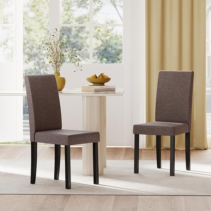 Giantex Upholstered Dining Chair Set of 2, Mid Century Modern Fabric Kitchen ...