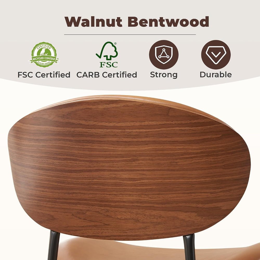BedsPick Mid-Century Modern Dining Chairs Set of 2, PU Leather Upholstered Di...