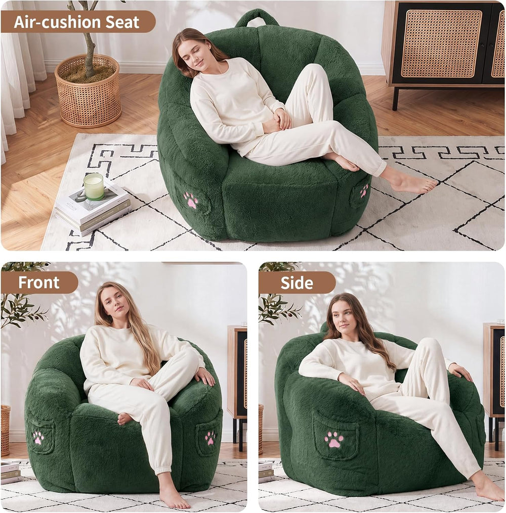 Vipbear Cat Paw Bean Bag Chair, Oversized Air-Cushion Sofa Chair Green | 39&q...