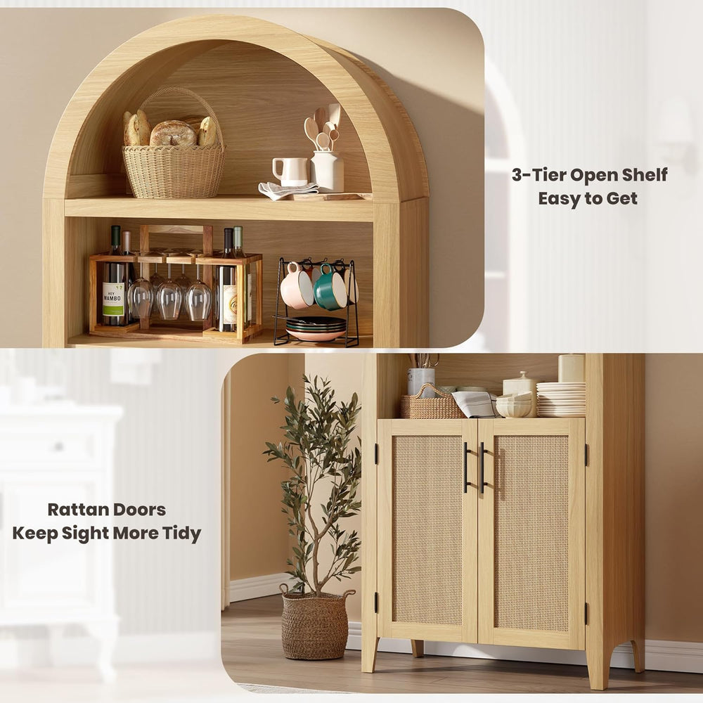 Garvee Arched Kitchen Pantry Storage Cabinet - 5-Tier Open Display Shelf with...