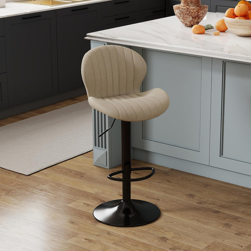 Youhauchair Velvet Fabric Counter Height Bar Stools Set of 3, Beige | Modern,...