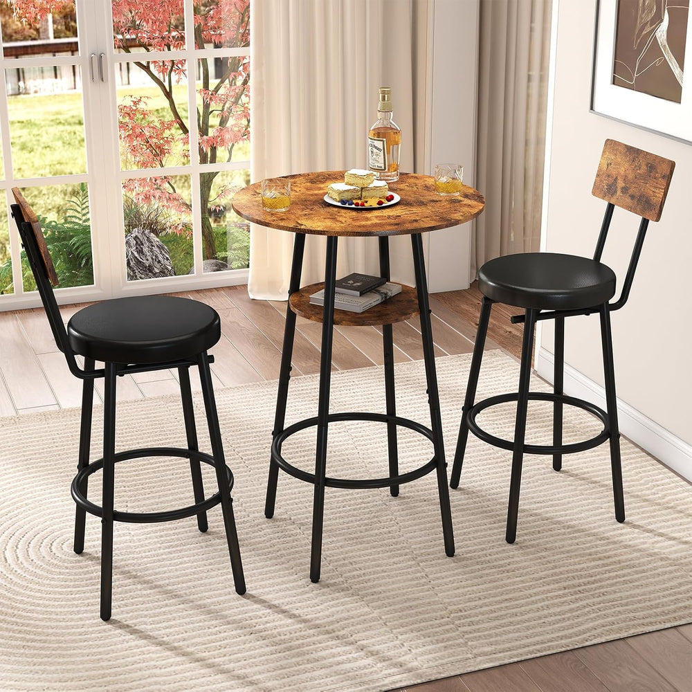 Zevemomo 3 Pieces Round Bar Table Set, Small Dining Table for 2, Modern Kitch...
