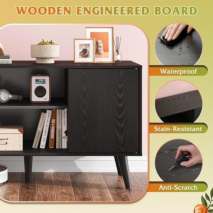 WLIVE TV Stand for 43 Inch TV, Small Entertainment Center with Storage Cabine...