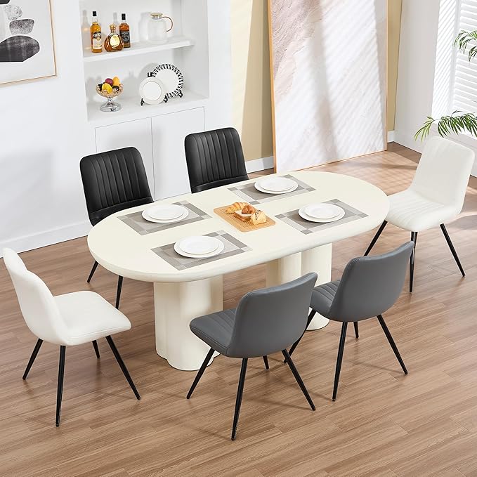 Dining Chairs Set of 5, Modern Dining Chairs with Thick Cushions, PU Leather ...