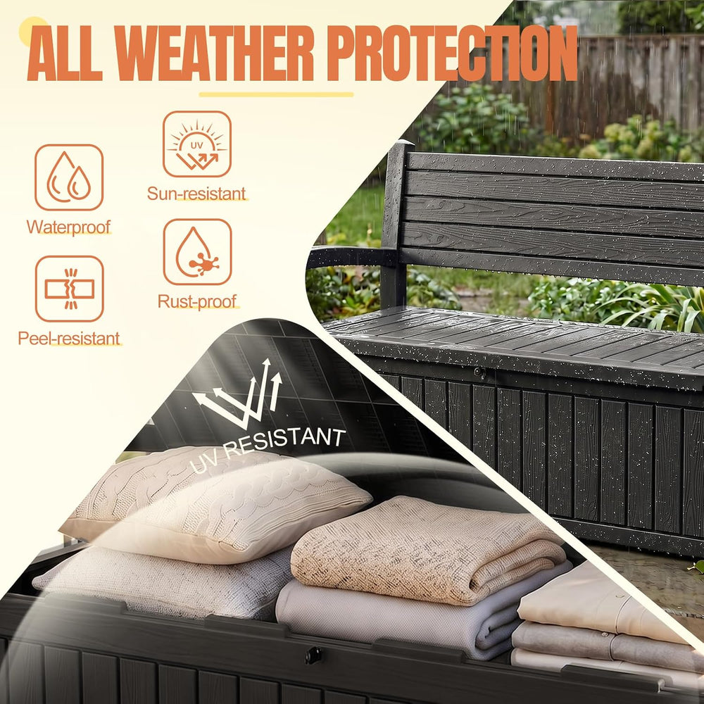 Storage Bench Outdoor Deck Box, 120 Gallon Lockable Patio Furniture