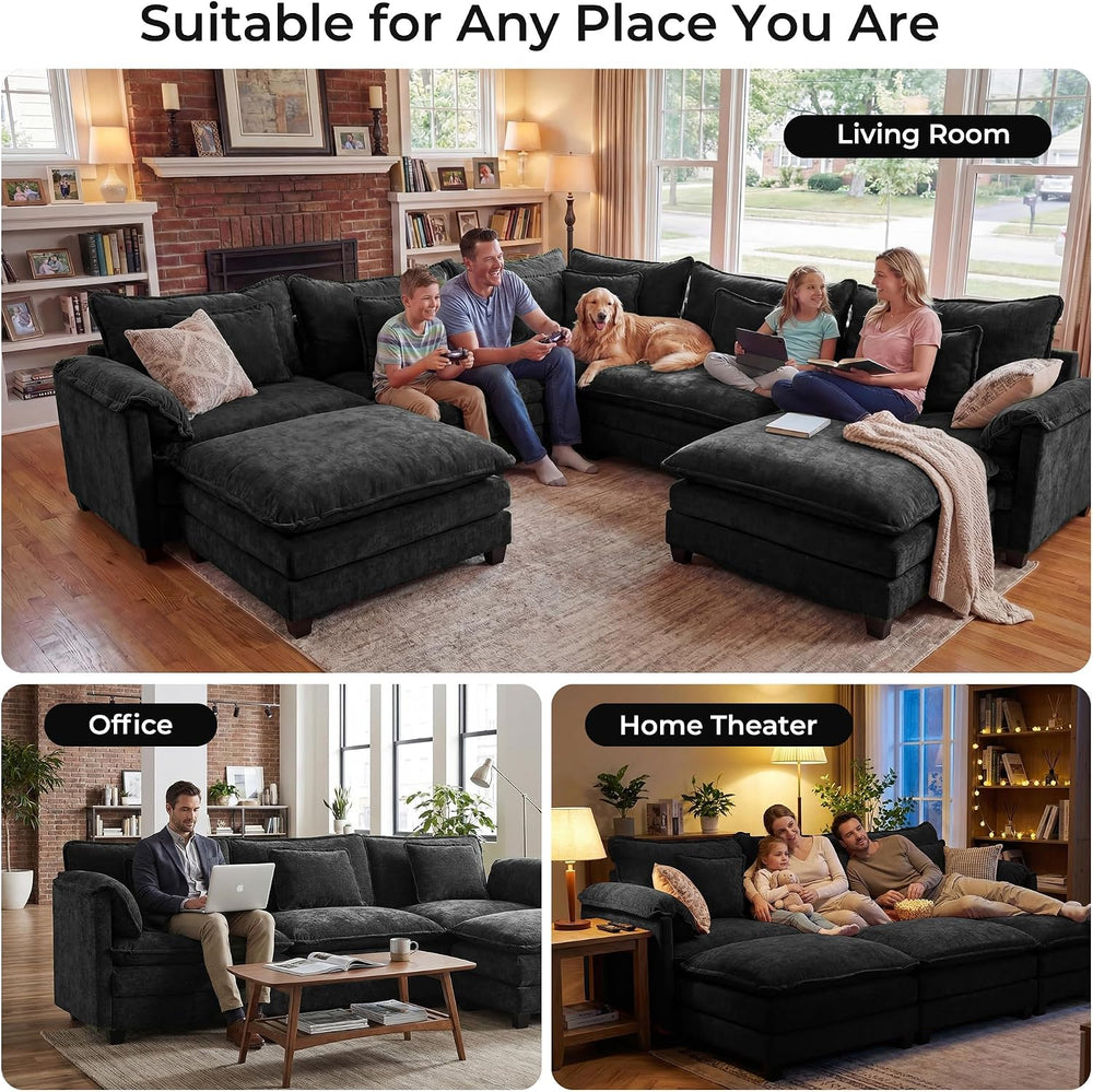 ELUCHANG 114" Oversized V-Shaped Cloud Couch Modular Sectional Sofa with...