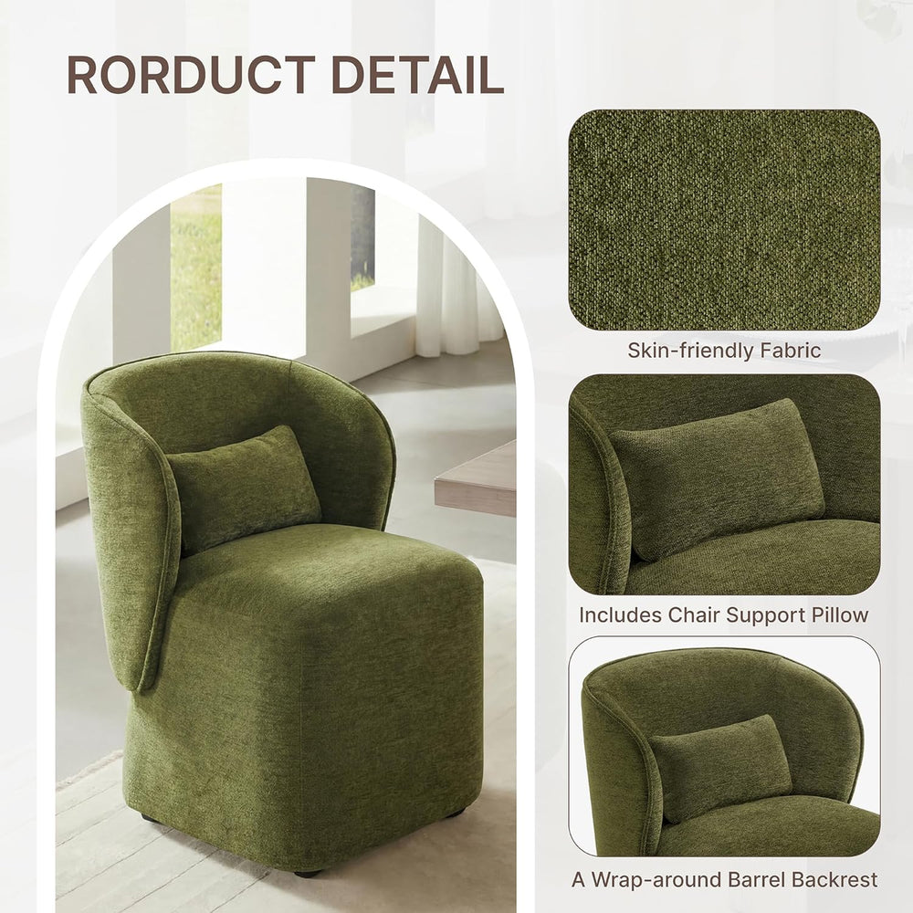 KISLOT Upholstered Dining Chairs with Wheels, Easy Assembly Stain Resistant F...