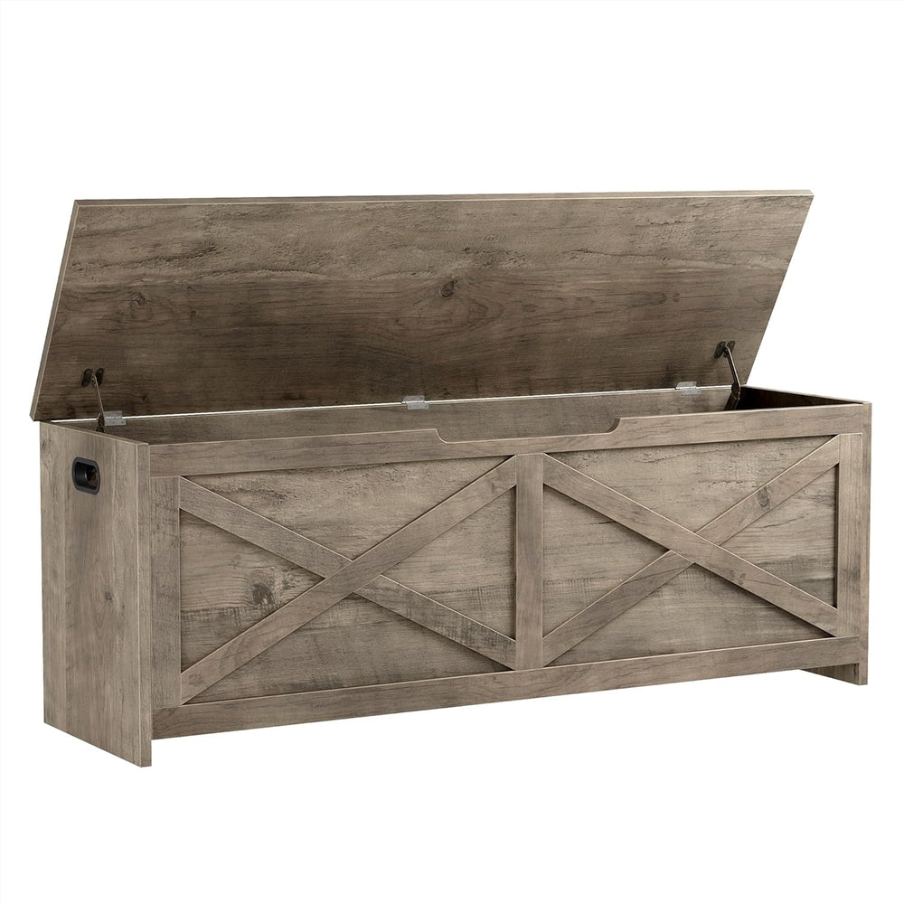 GarveeHome 47.2 in Storage Chest, Wooden Storage Bench with Safety Hinges, Ea...