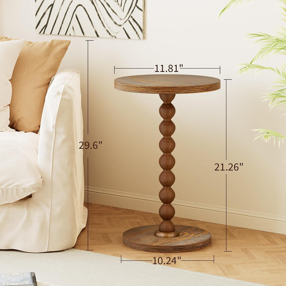 Round Side Table, Drink Table for Small Spaces, Modern Accent Nightstand with...