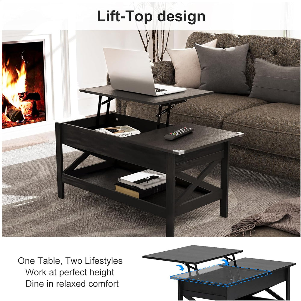 Lift Top Coffee Table with Storage, Small Coffee Table with Hidden Compartmen...