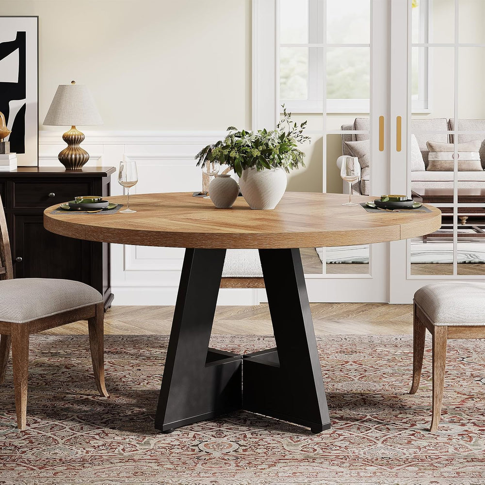 Tribesigns 47 inch Round Dining Table Wood Kitchen Table for Dining Room, 47&...