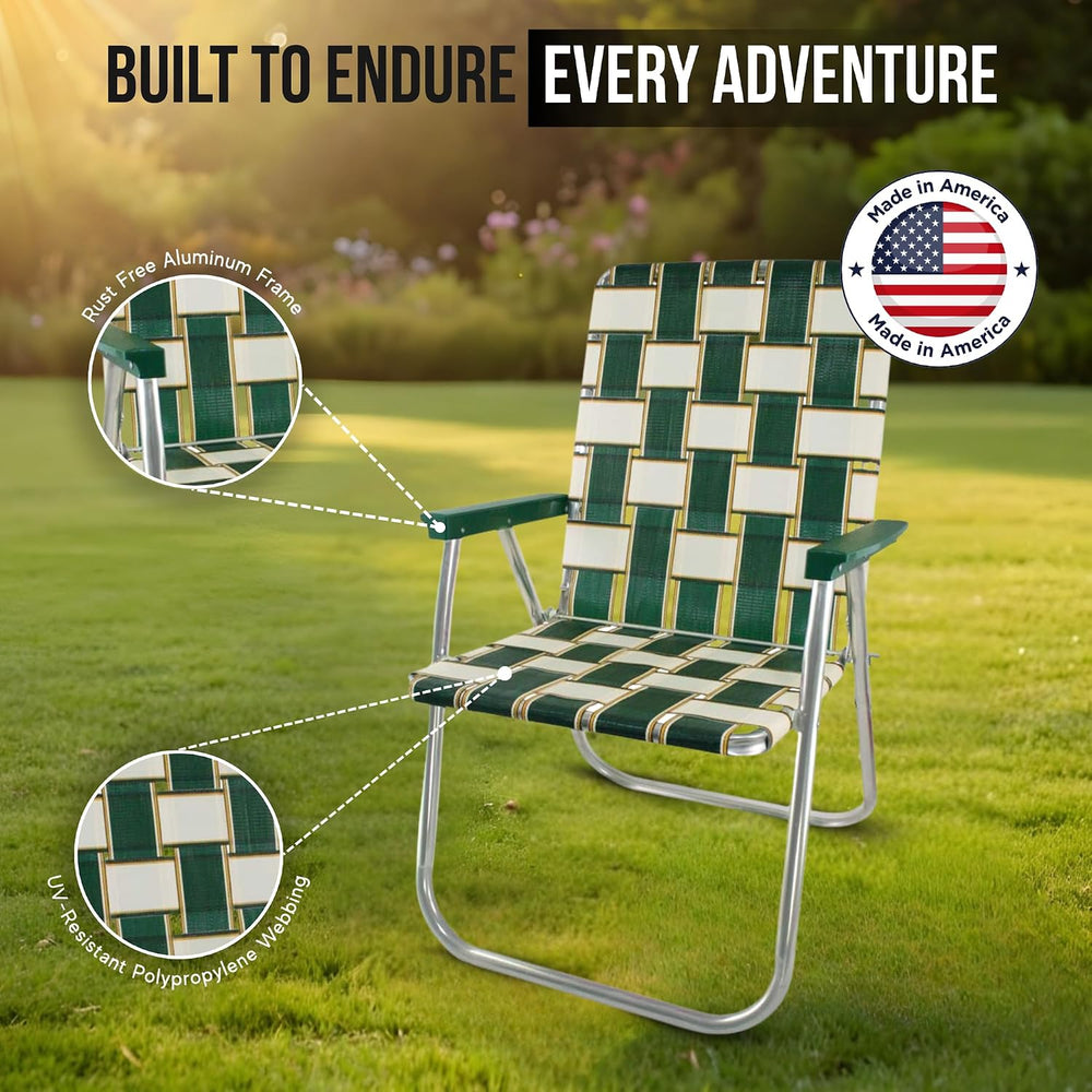 Lawn Chair USA Folding Aluminum Outdoor Patio Lawn Chair | Heavy-Duty Webbed ...