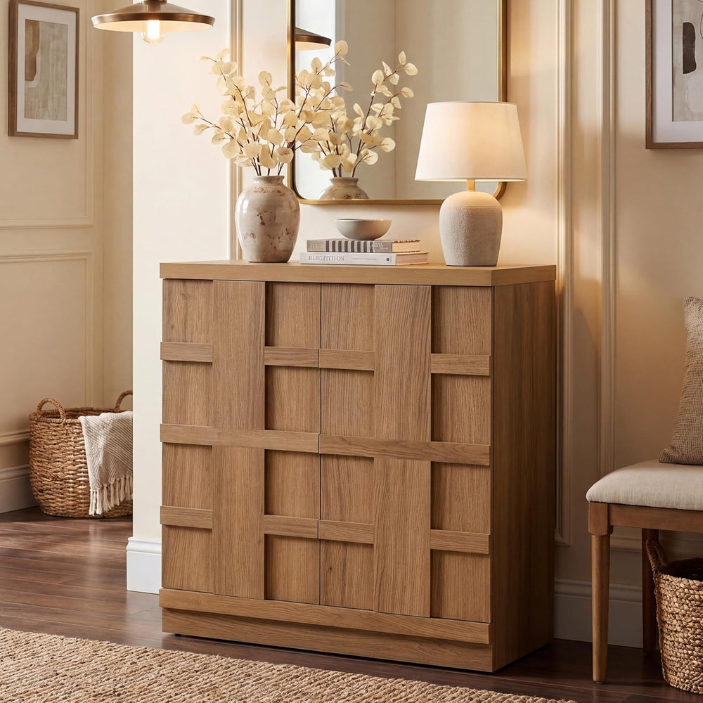 VividVibe Buffet Cabinet Sideboard with Storage, 93.9”Large 3D Woven Texture ...