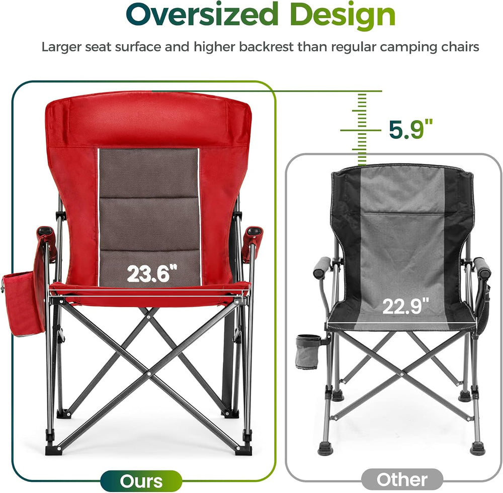 ALPHA CAMP Oversized Folding Camping Chairs for Adults High Backrest Heavy Du...