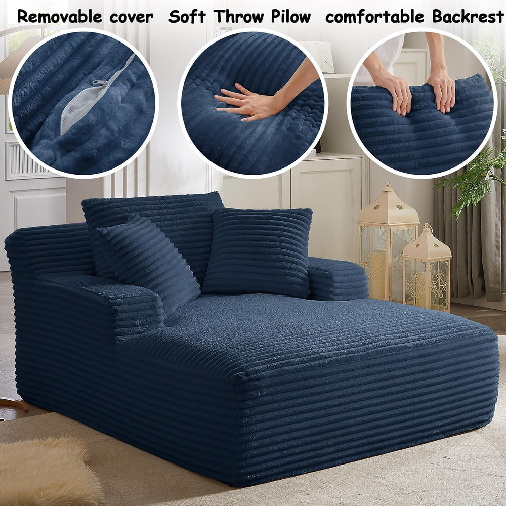 Oversized Chaise Lounge Chair Indoor, Corduroy Lounge Chair and Floor Couch w...
