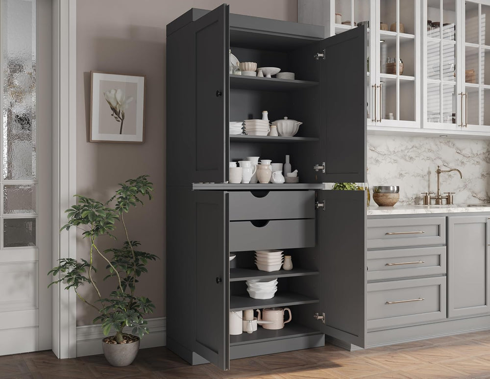 Palace Imports Solid Wood Kitchen Pantry Cabinet - 71.5" H x 32" W ...